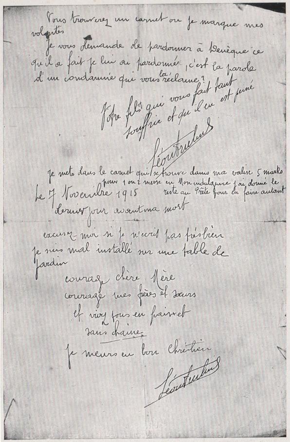lille 7 novembre 1915 La dernière lettre de Léon Trulin écrite la veille de son exécution est pour sa maman page 2 lille 7 novembre 1915 La dernière lettre de Léon Trulin écrite la veille de son exécution est pour sa maman page 2