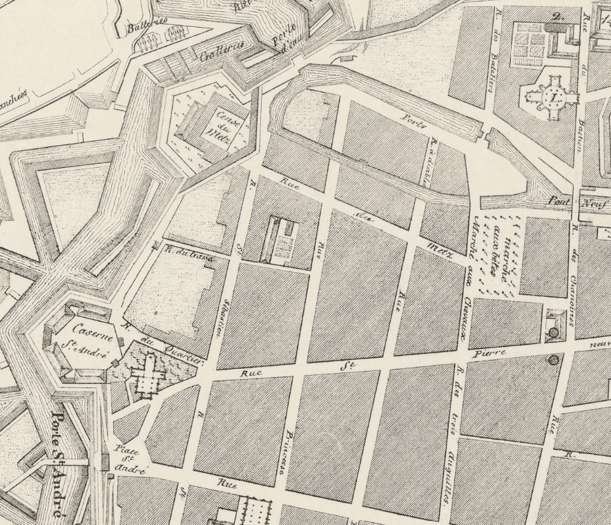 Lille rue saint sebastien : plan de 1708 : la rue est désormais dans la ville Lille rue saint sebastien : plan de 1708 : la rue est désormais dans la ville