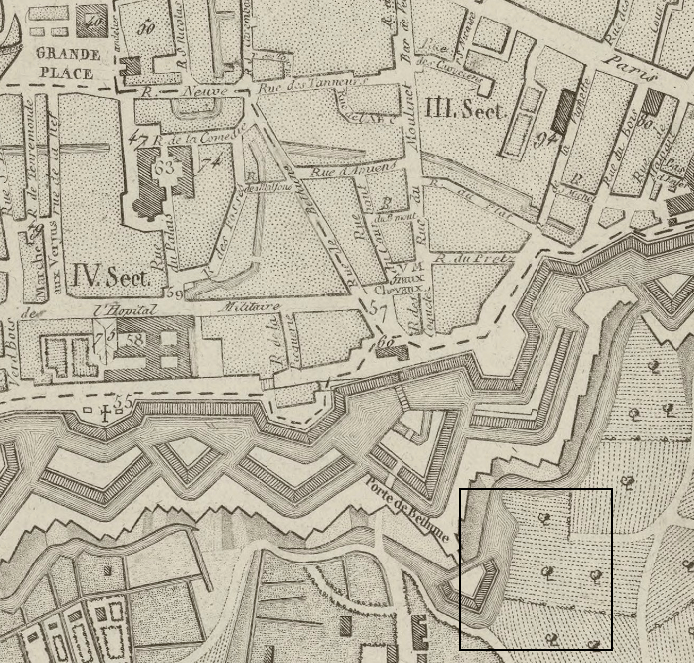 Lille En 1820, la rue Nicolas Leblanc n'existe pas encore. A la place : rempart et champs Lille En 1820, la rue Nicolas Leblanc n'existe pas encore. A la place : rempart et champs