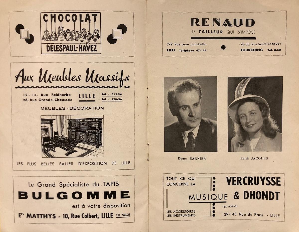 pages intérieures du programme de l'opéra de Lille pour la saison 1950 1951 avec renaud bulgomme vercruysse dhondt pages intérieures du programme de l'opéra de Lille pour la saison 1950 1951 avec renaud bulgomme vercruysse dhondt