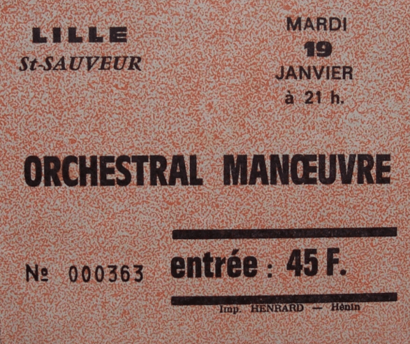 lille ticket billet place concert OMD (Orchestral Manoeuvre in the Dark), Palais Saint-Sauveur, 19 janvier 1982 lille ticket billet place concert OMD (Orchestral Manoeuvre in the Dark), Palais Saint-Sauveur, 19 janvier 1982