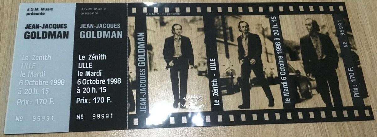 jean-jacques goldman ticket billet place de concert lille 1998 en passant jean-jacques goldman ticket billet place de concert lille 1998 en passant