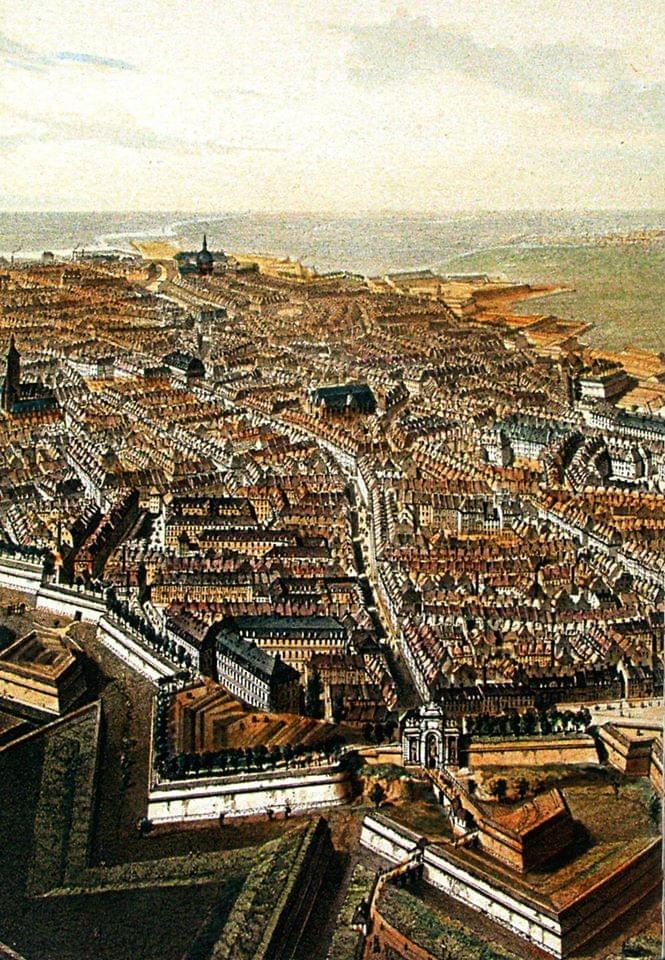 Lille porte de paris gravure couleur montrant l'importance de la porte de Paris pour accéder à la ville Lille porte de paris gravure couleur montrant l'importance de la porte de Paris pour accéder à la ville