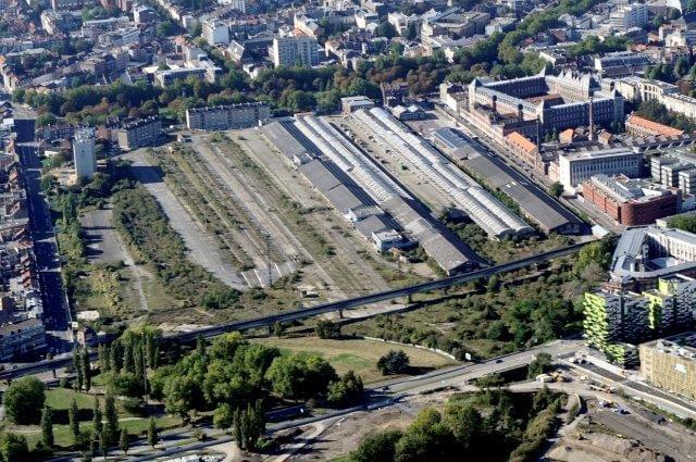 Lille : friche de la gare saint-sauveur vue du ciel Lille : friche de la gare saint-sauveur vue du ciel