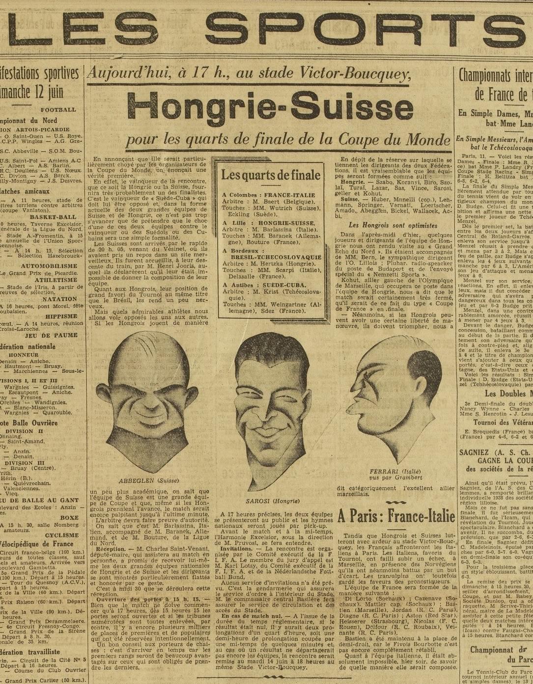 lille coupe du monde 1938 hongrie suisse page des sports grand echo du nord lille coupe du monde 1938 hongrie suisse page des sports grand echo du nord