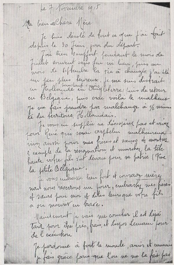 lille 7 novembre 1915 La dernière lettre de Léon Trulin écrite la veille de son exécution est pour sa maman page 1 lille 7 novembre 1915 La dernière lettre de Léon Trulin écrite la veille de son exécution est pour sa maman page 1
