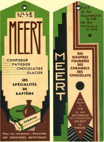 Lille Meert : publicité ancienne sur un signet Lille Meert : publicité ancienne sur un signet