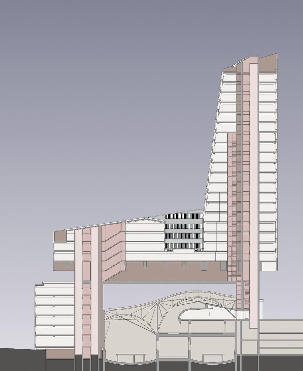Le plan montrant les incroyables fondations de la Tour de Lille de part et d'autre de la ligne TGV Le plan montrant les incroyables fondations de la Tour de Lille de part et d'autre de la ligne TGV
