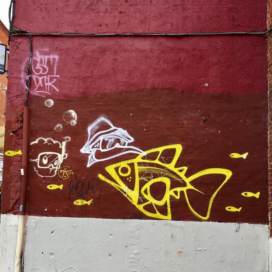street art lille graffiti du collectif poisson au coin d'une rue street art lille graffiti du collectif poisson au coin d'une rue