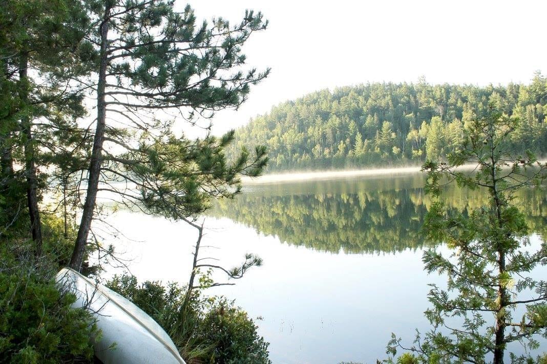 canoe resting on the shore of Whitewater Lake, Temagami canoe resting on the shore of Whitewater Lake, Temagami