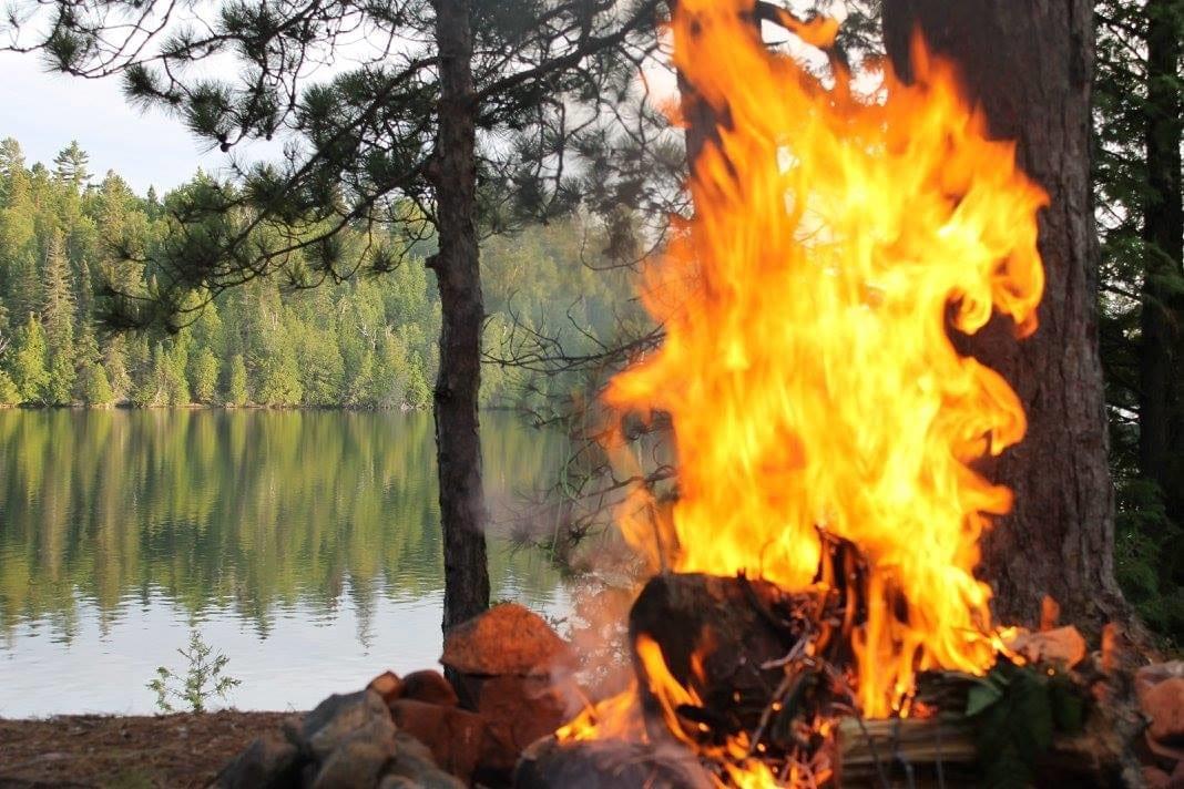 campfire on a Temagami lake campfire on a Temagami lake