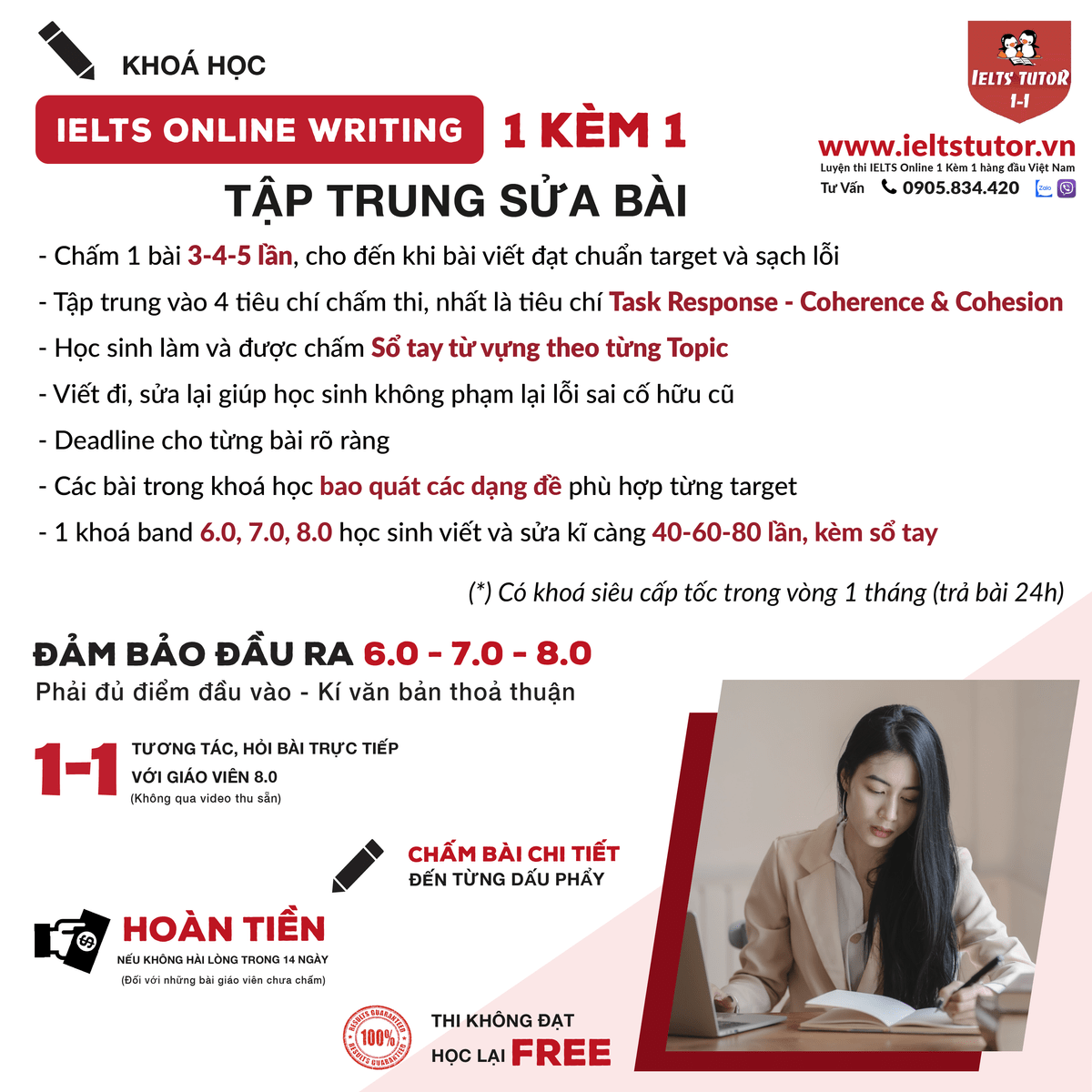 Khoá học IELTS WRITING ONLINE Đảm bảo đầu ra của IELTS TUTOR Khoá học IELTS WRITING ONLINE Đảm bảo đầu ra của IELTS TUTOR