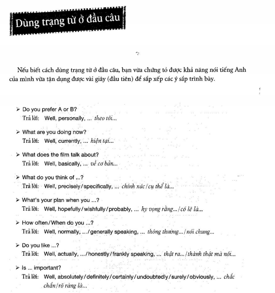 Nên dùng Trạng từ ở đầu câu Nên dùng Trạng từ ở đầu câu