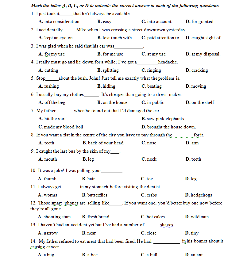 bai tap idioms bai tap idioms