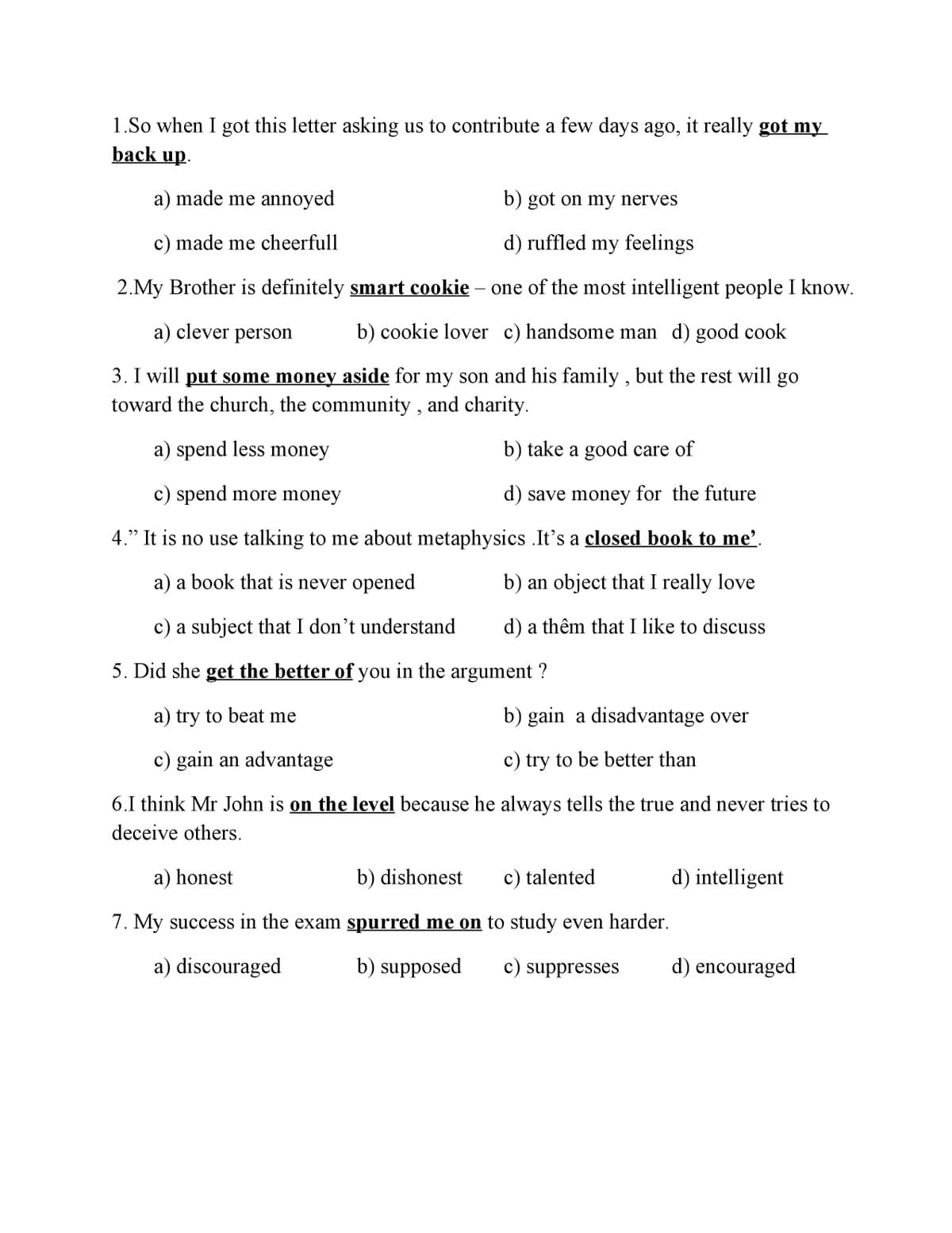 Bài tập từ đồng nghĩa idiom/noun phrase page 1 Bài tập từ đồng nghĩa idiom/noun phrase page 1