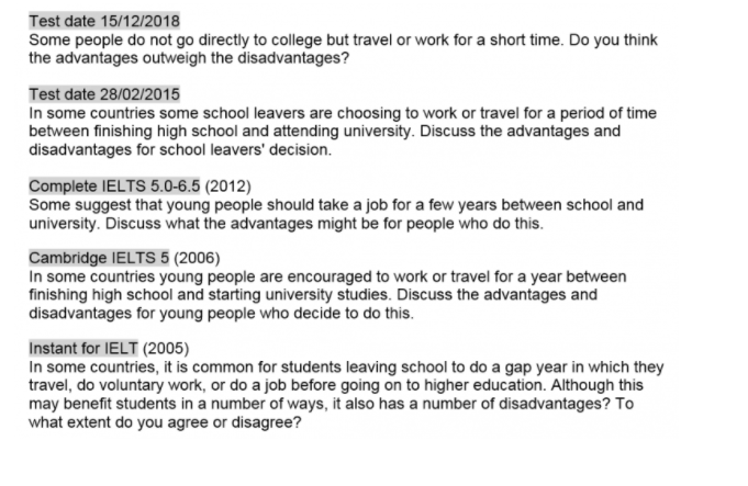 Từ vựng & ideas topic "gap year" IELTS Từ vựng & ideas topic "gap year" IELTS