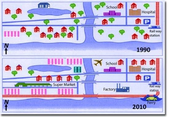 The maps below show changes that took place in Brandenburg in over a 20-year period from 1990 to 2010. The maps below show changes that took place in Brandenburg in over a 20-year period from 1990 to 2010.