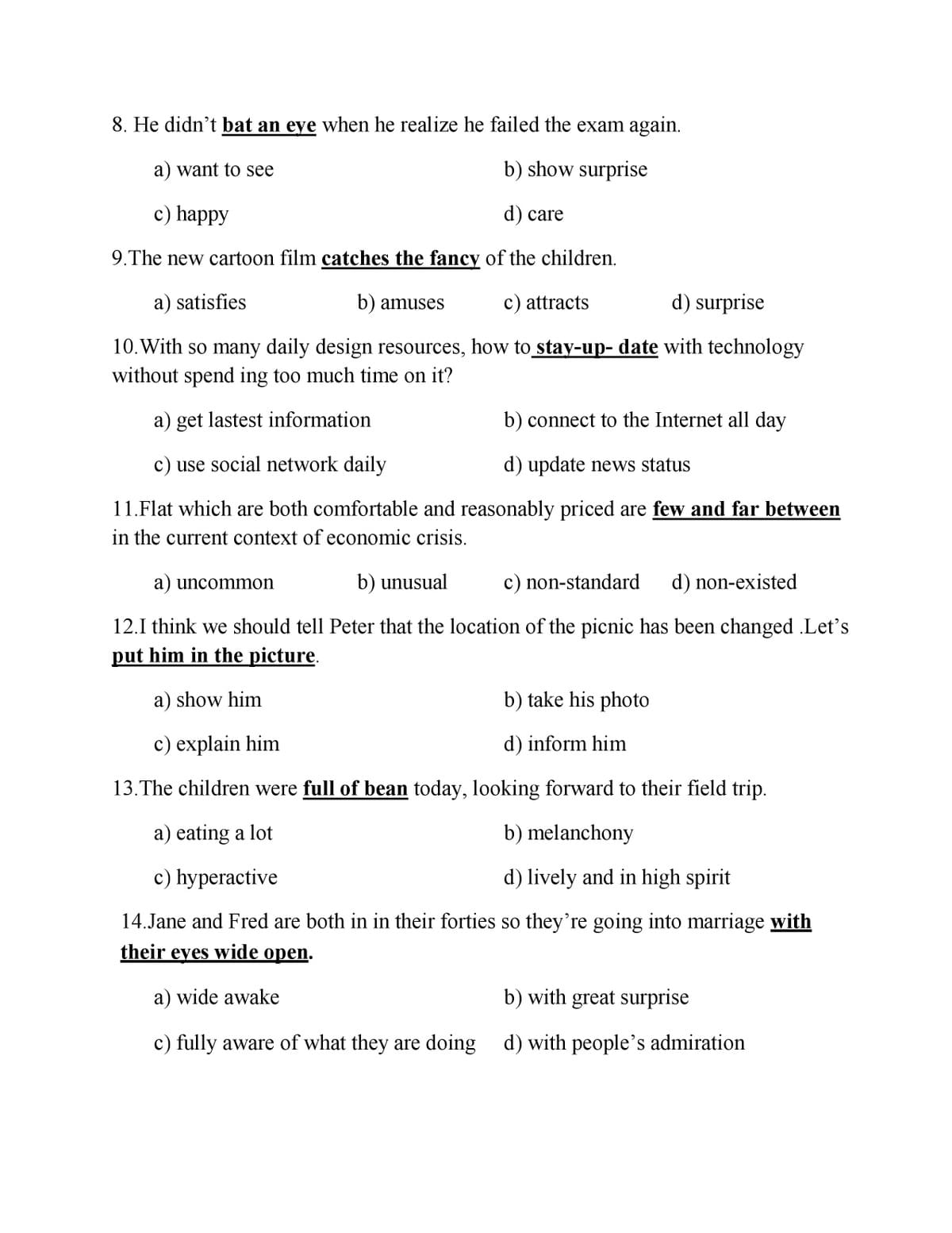 Bài tập từ đồng nghĩa idiom/noun phrase page 2 Bài tập từ đồng nghĩa idiom/noun phrase page 2