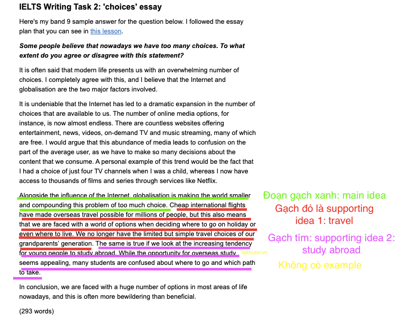 Trong 1 đoạn thân bài IELTS WRITING TASK 2, khi nào nên viết 2 câu supporting ideas HOẶC 2 câu examples Trong 1 đoạn thân bài IELTS WRITING TASK 2, khi nào nên viết 2 câu supporting ideas HOẶC 2 câu examples