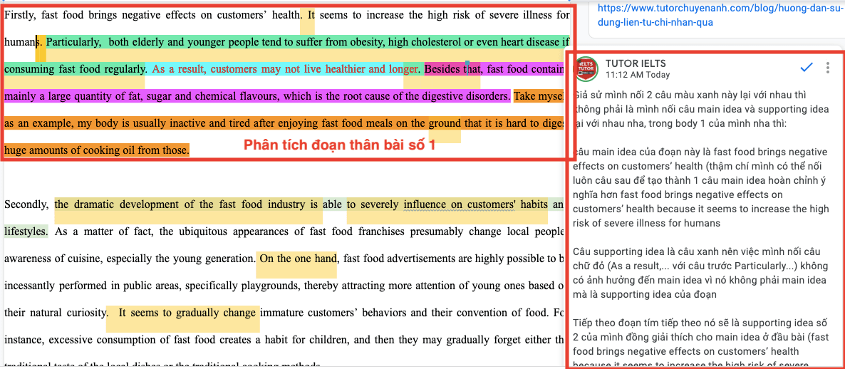 Phân tích đoạn thân bài theo bố cục Main idea >> Supporting idea >> Example Phân tích đoạn thân bài theo bố cục Main idea >> Supporting idea >> Example