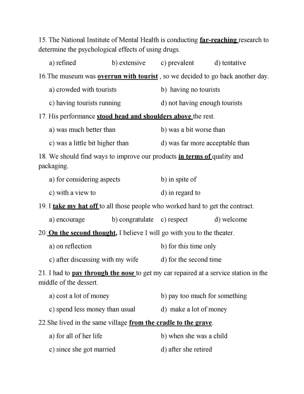 Bài tập từ đồng nghĩa idiom/noun phrase page 3 Bài tập từ đồng nghĩa idiom/noun phrase page 3