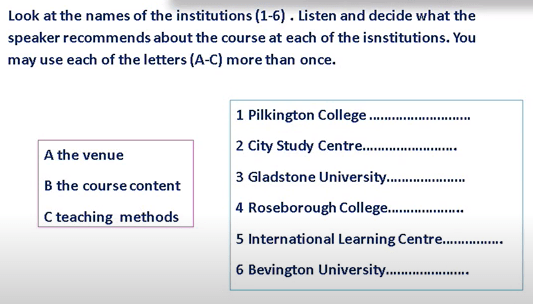 Chuyên đề dạng Matching information IELTS LISTENING Chuyên đề dạng Matching information IELTS LISTENING