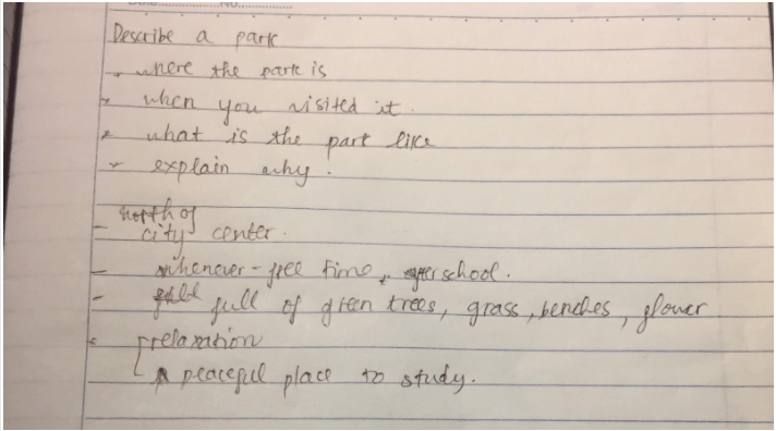 Một số ví dụ take note mẫu IELTS SPEAKING PART 2 Một số ví dụ take note mẫu IELTS SPEAKING PART 2