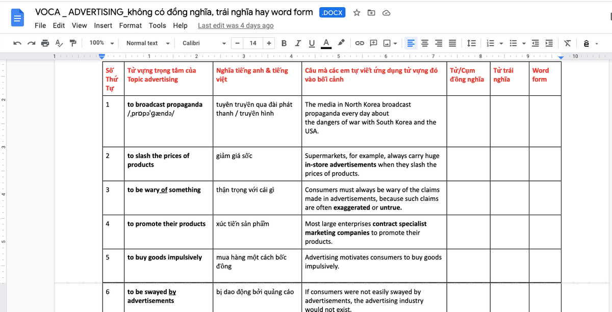 Word form trong Sổ tay từ vựng làm như thế nào cho đúng? Word form trong Sổ tay từ vựng làm như thế nào cho đúng?