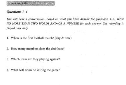 Bài tập dạng Short Answer IELTS Listening Bài tập dạng Short Answer IELTS Listening