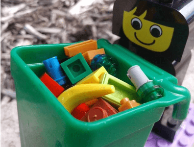 Lego sculpture of household recycling Lego sculpture of household recycling