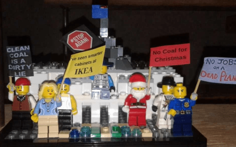 Lego sculpture of #stopadani protestors and climate change protestors Lego sculpture of #stopadani protestors and climate change protestors