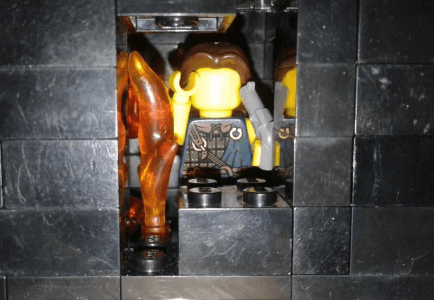 Lego sculpture of climate change anxiety Lego sculpture of climate change anxiety