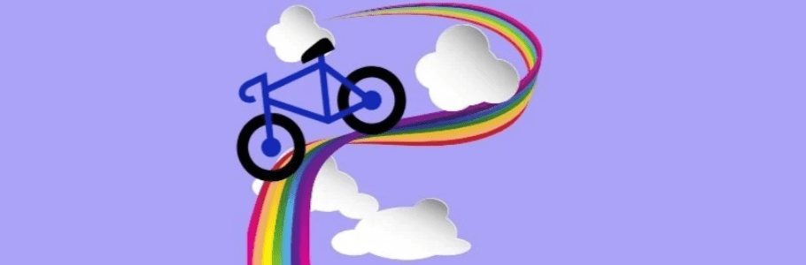 A bike zooms down a rainbow A bike zooms down a rainbow