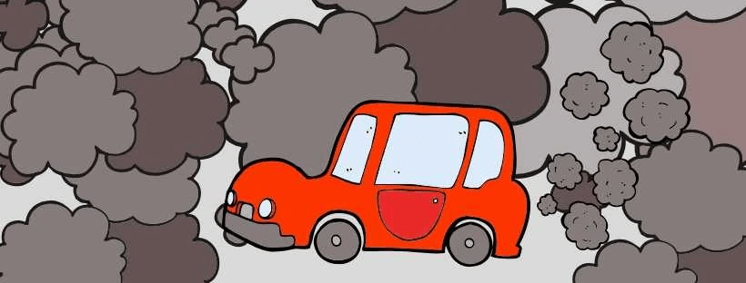 Cartoon car emitting fumes and smog Cartoon car emitting fumes and smog