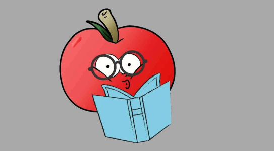 cartoon of an apple learning to read cartoon of an apple learning to read