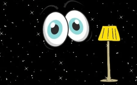Eyeballs staring into a dark starlit room Eyeballs staring into a dark starlit room