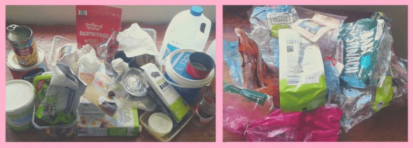 Contents of an Australian household recycling bin for the week Contents of an Australian household recycling bin for the week