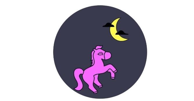 Pink pony dances by a midnight moon Pink pony dances by a midnight moon