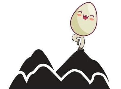 Cartoon egg on a mountain top Cartoon egg on a mountain top