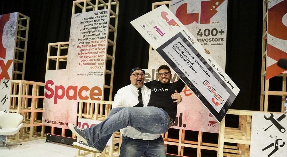 Spike founder and president Ziad Alame showing the Supernova Champion first place prize for Diabetes App "Spike". Spike founder and president Ziad Alame showing the Supernova Champion first place prize for Diabetes App "Spike".