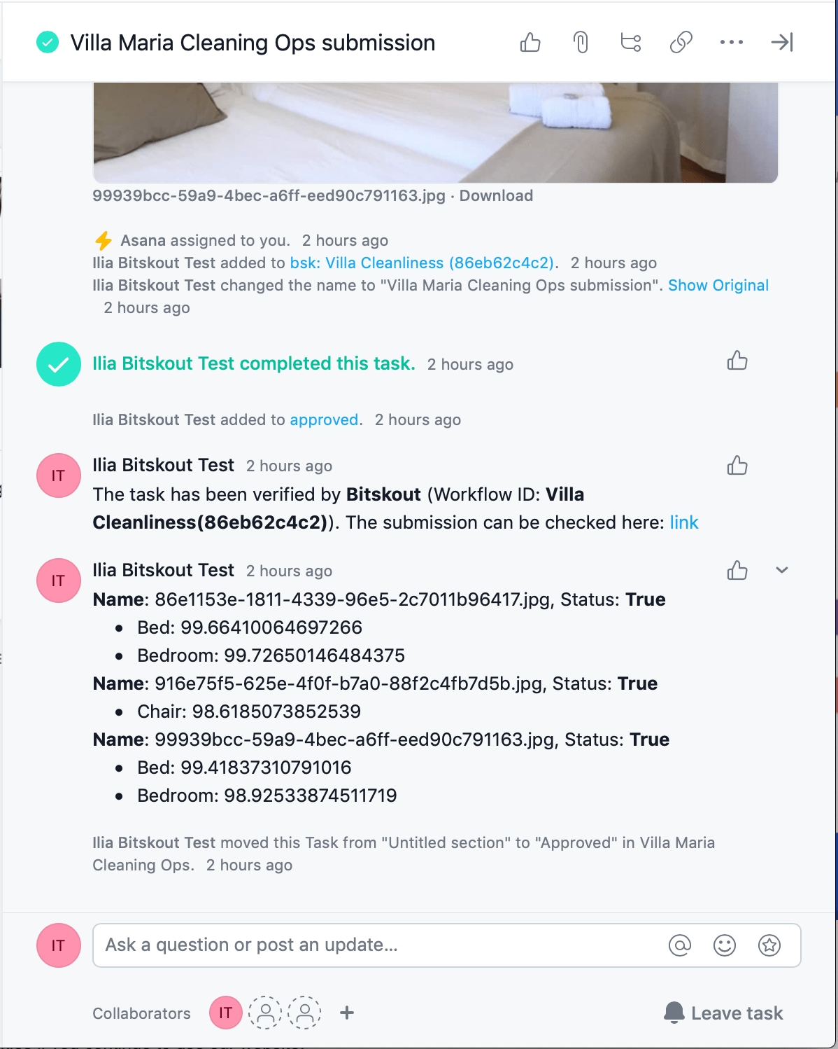 Asana task validated with Bitskout AI app. Asana task validated with Bitskout AI app.
