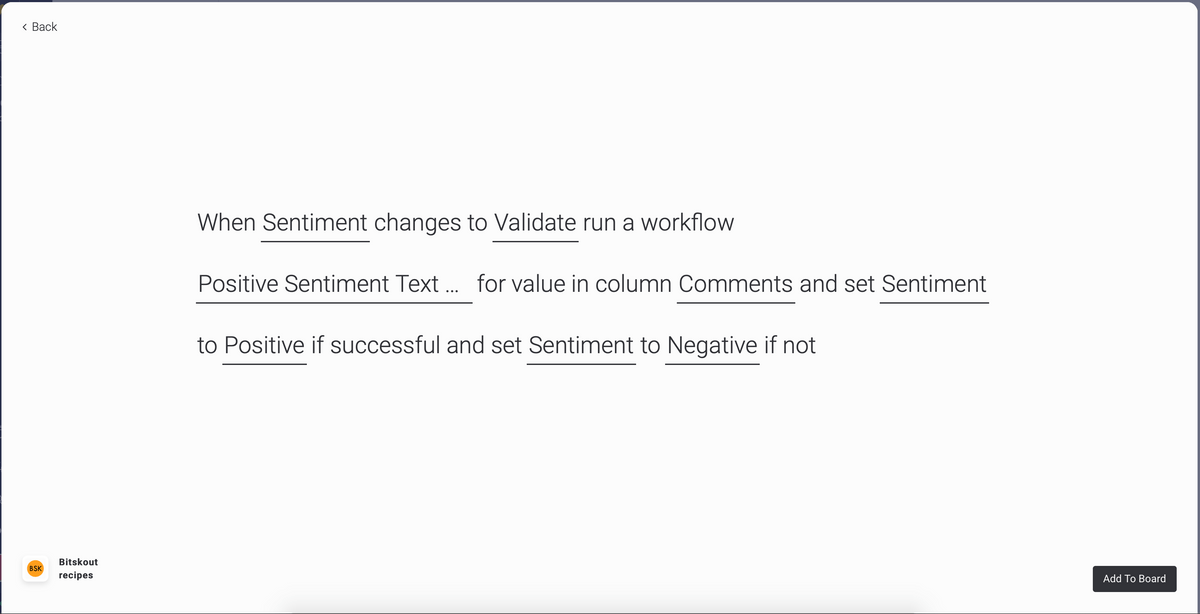 a configured Bitskout recipe for monday.com board with sentiment analysis a configured Bitskout recipe for monday.com board with sentiment analysis