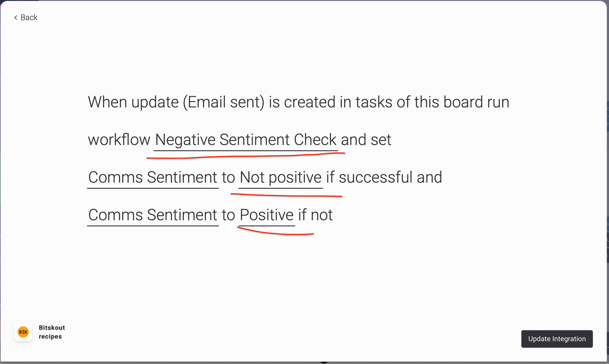 Updated Bitskout Recipe to Check for sentiment check in sales Updated Bitskout Recipe to Check for sentiment check in sales