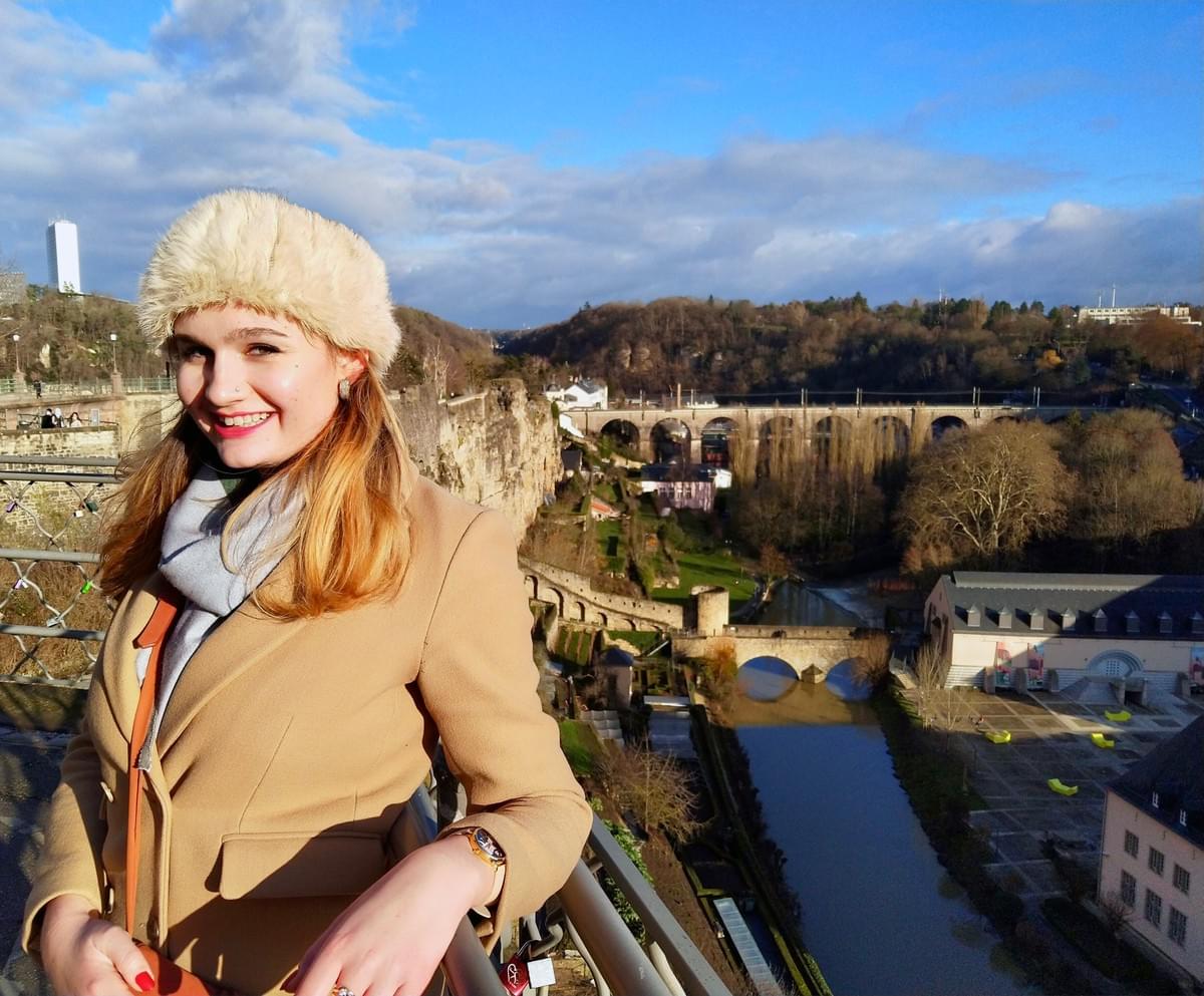 Photo of Emmanuella Hristova in front of Luxembourg view Photo of Emmanuella Hristova in front of Luxembourg view