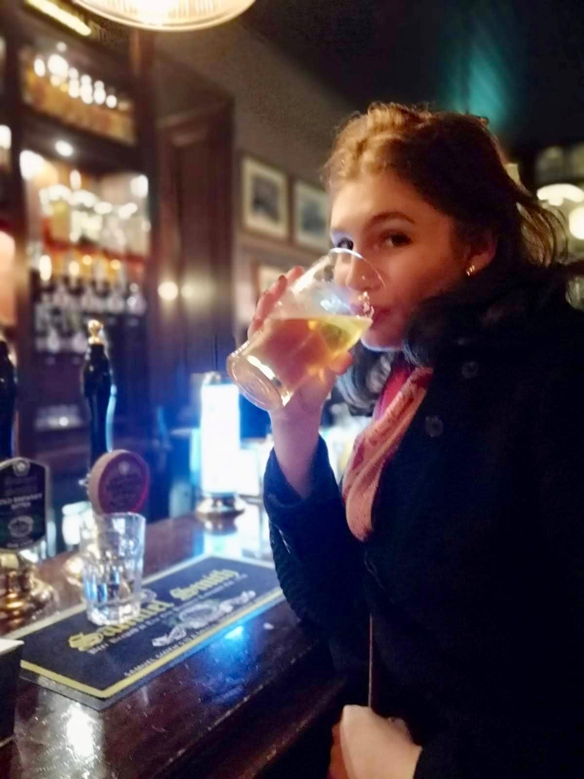 Me drinking a cider at the Fitzroy Tavern--a place George Orwell used to frequent in London. Me drinking a cider at the Fitzroy Tavern--a place George Orwell used to frequent in London.