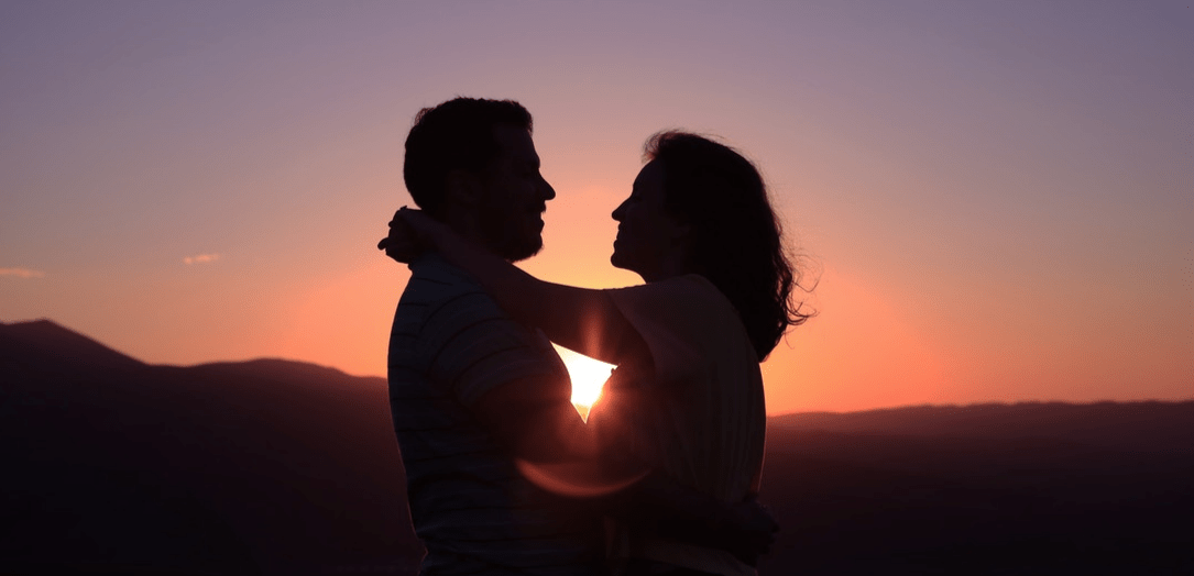 romantic lake district sunset and couple romantic lake district sunset and couple
