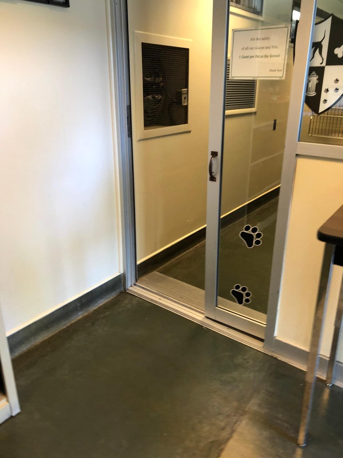 This door to the kennels stays shut during fireworks. This door to the kennels stays shut during fireworks.