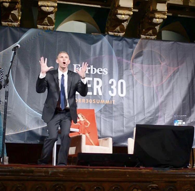 John Duke Logan presenting a leadership keynote at the Forbes Under 30 Summit John Duke Logan presenting a leadership keynote at the Forbes Under 30 Summit