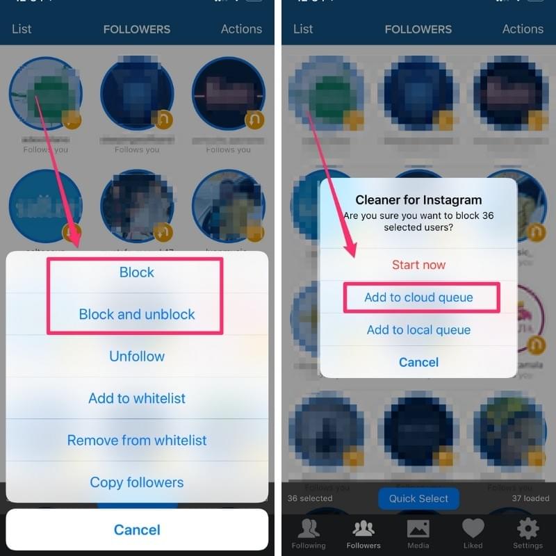 How to get rid of ghost followers - block and add to cloud queue on Cleaner for Instagram app How to get rid of ghost followers - block and add to cloud queue on Cleaner for Instagram app