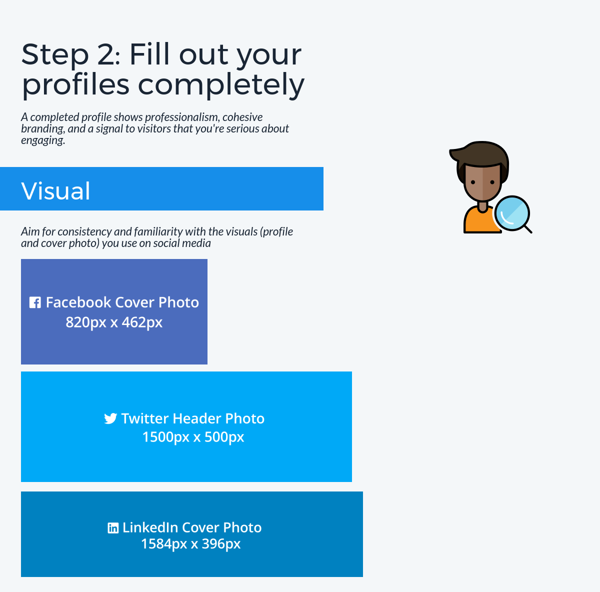 Step 2: Fill out your profiles completely Step 2: Fill out your profiles completely